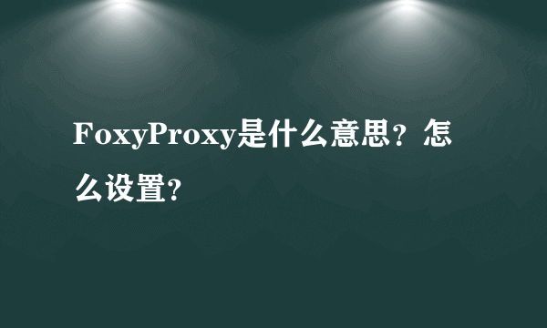 FoxyProxy是什么意思？怎么设置？