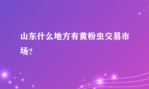 山东什么地方有黄粉虫交易市场？