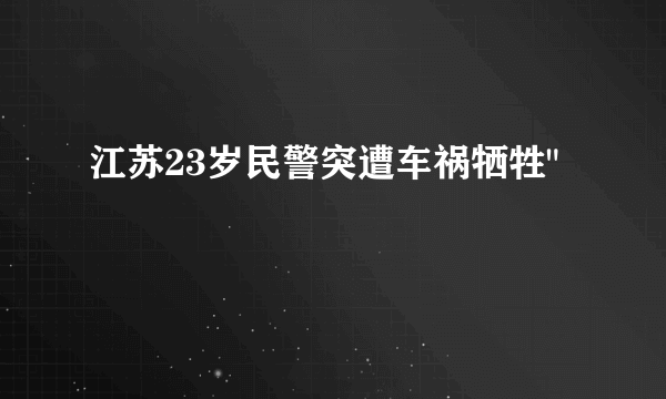 江苏23岁民警突遭车祸牺牲