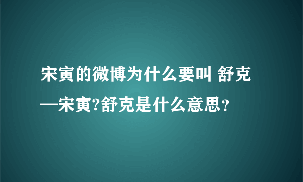 宋寅的微博为什么要叫 舒克—宋寅?舒克是什么意思？