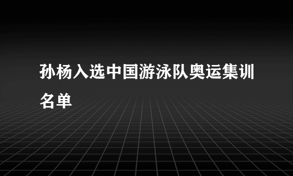 孙杨入选中国游泳队奥运集训名单