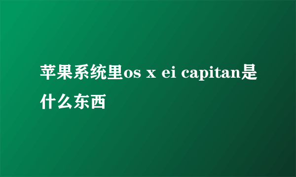 苹果系统里os x ei capitan是什么东西