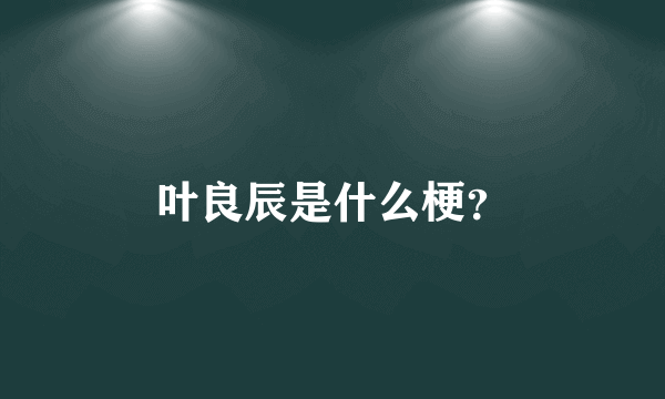 叶良辰是什么梗？