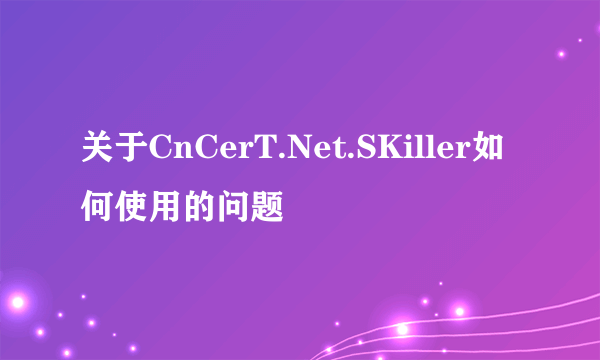 关于CnCerT.Net.SKiller如何使用的问题