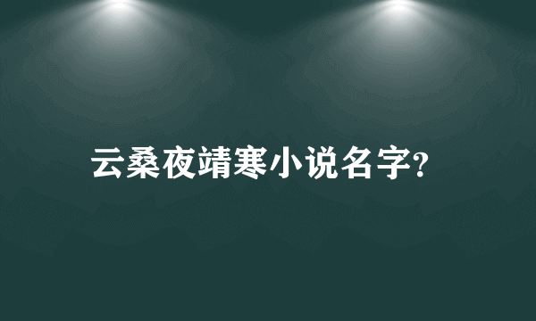 云桑夜靖寒小说名字？