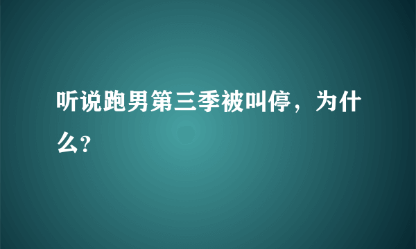 听说跑男第三季被叫停，为什么？