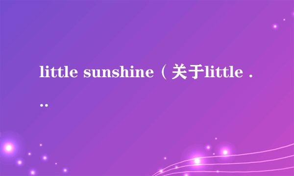 little sunshine（关于little sunshine的简介）