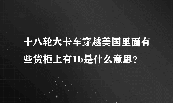 十八轮大卡车穿越美国里面有些货柜上有1b是什么意思？