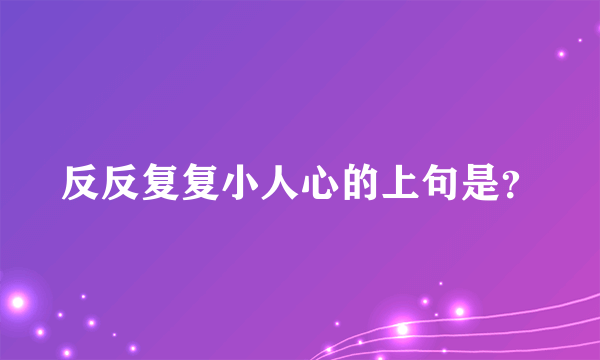 反反复复小人心的上句是？