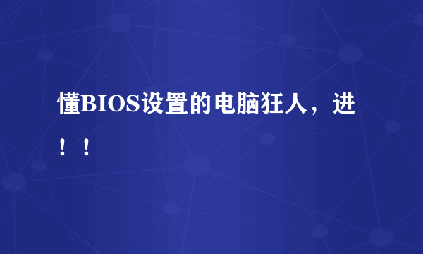 懂BIOS设置的电脑狂人，进！！