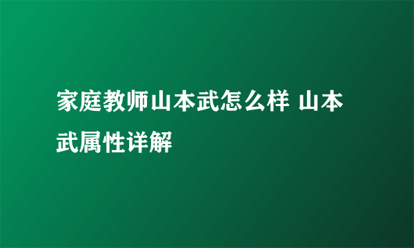 家庭教师山本武怎么样 山本武属性详解