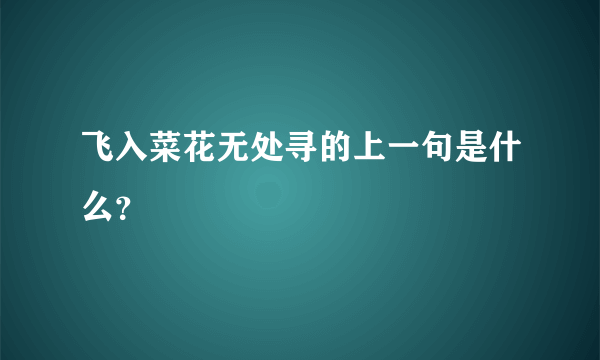 飞入菜花无处寻的上一句是什么？