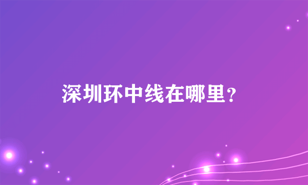 深圳环中线在哪里？