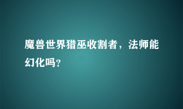 魔兽世界猎巫收割者，法师能幻化吗？