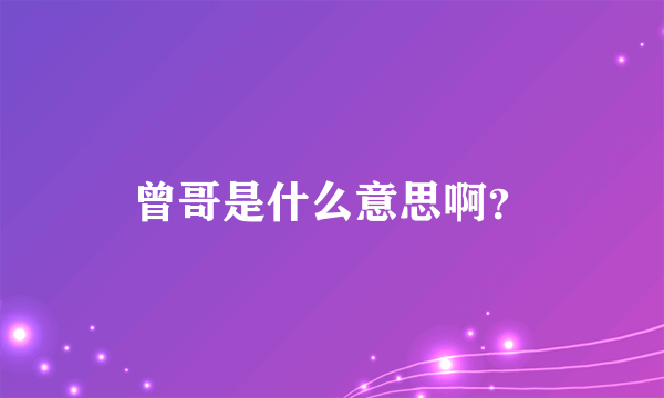 曾哥是什么意思啊？