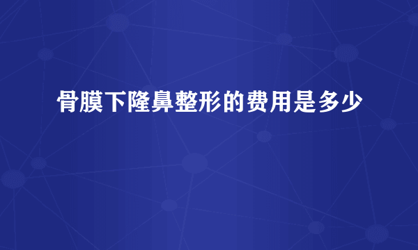 骨膜下隆鼻整形的费用是多少