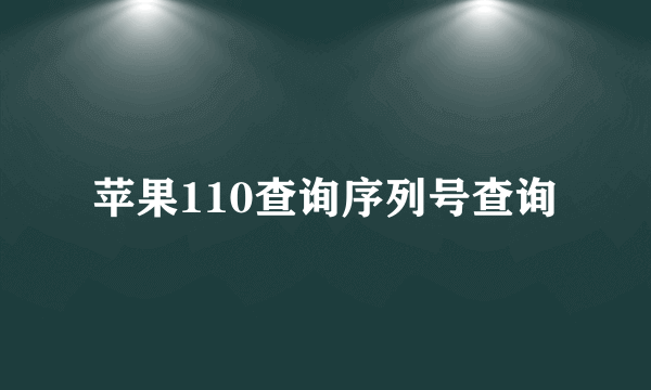 苹果110查询序列号查询