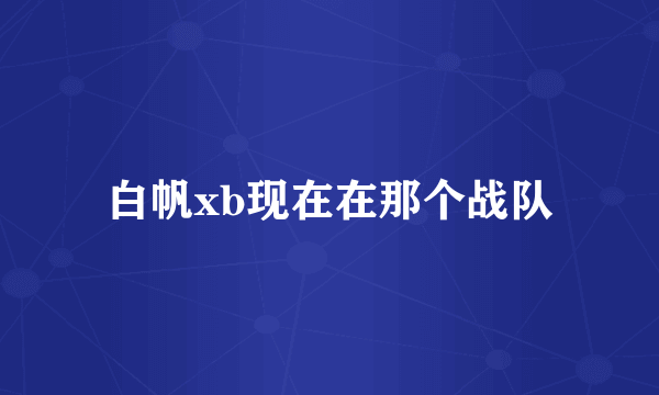 白帆xb现在在那个战队