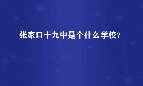 张家口十九中是个什么学校？