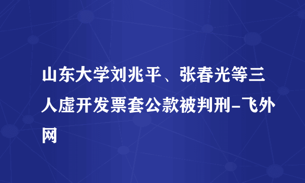 山东大学刘兆平、张春光等三人虚开发票套公款被判刑-飞外网