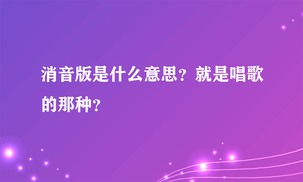 消音版是什么意思？就是唱歌的那种？