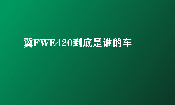 冀FWE420到底是谁的车