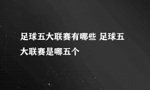 足球五大联赛有哪些 足球五大联赛是哪五个