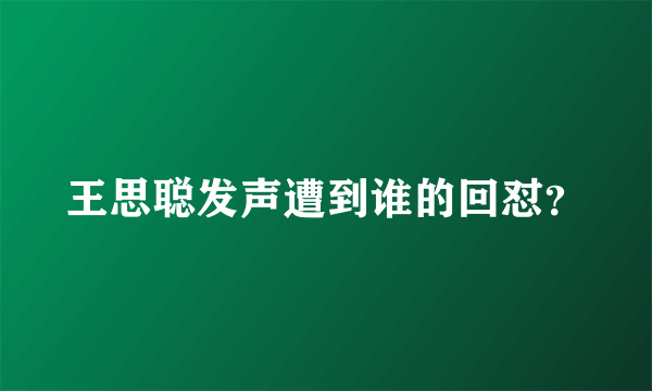 王思聪发声遭到谁的回怼？