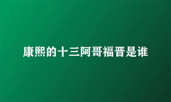 康熙的十三阿哥福晋是谁