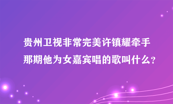 贵州卫视非常完美许镇耀牵手那期他为女嘉宾唱的歌叫什么？