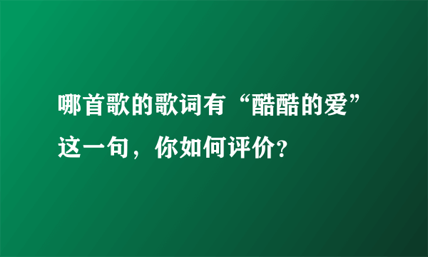 哪首歌的歌词有“酷酷的爱”这一句，你如何评价？