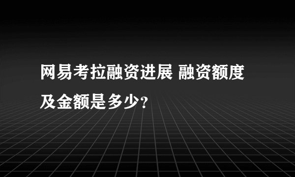 网易考拉融资进展 融资额度及金额是多少？