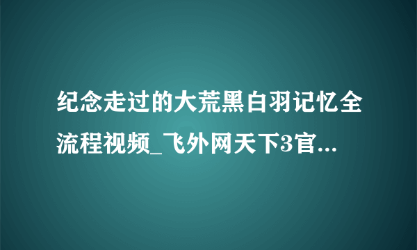 纪念走过的大荒黑白羽记忆全流程视频_飞外网天下3官网合作专区