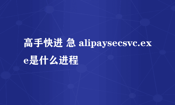 高手快进 急 alipaysecsvc.exe是什么进程