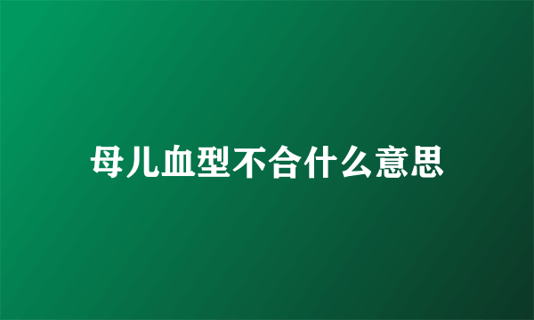 母儿血型不合什么意思