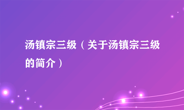 汤镇宗三级（关于汤镇宗三级的简介）