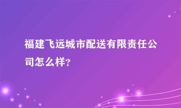 福建飞远城市配送有限责任公司怎么样？