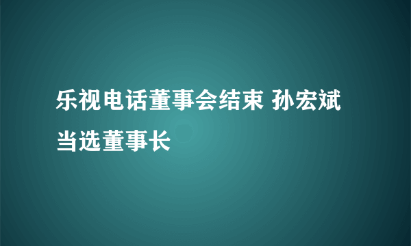 乐视电话董事会结束 孙宏斌当选董事长