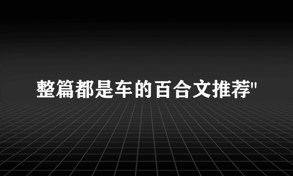 整篇都是车的百合文推荐