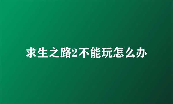 求生之路2不能玩怎么办