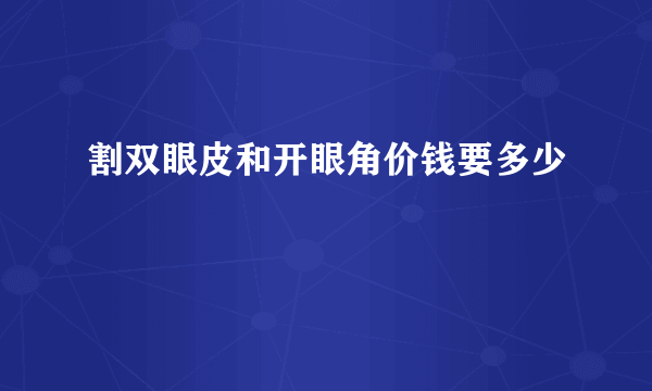 割双眼皮和开眼角价钱要多少