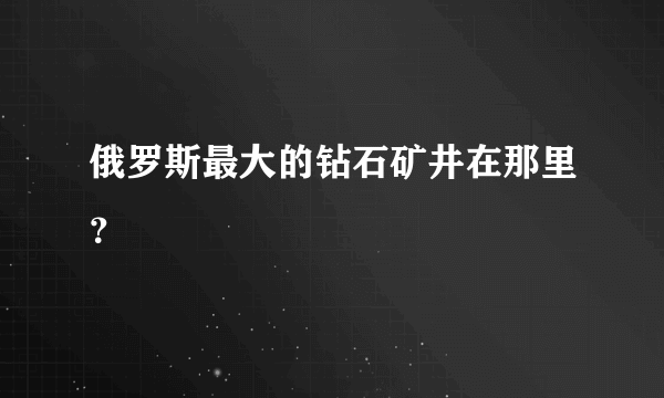 俄罗斯最大的钻石矿井在那里？