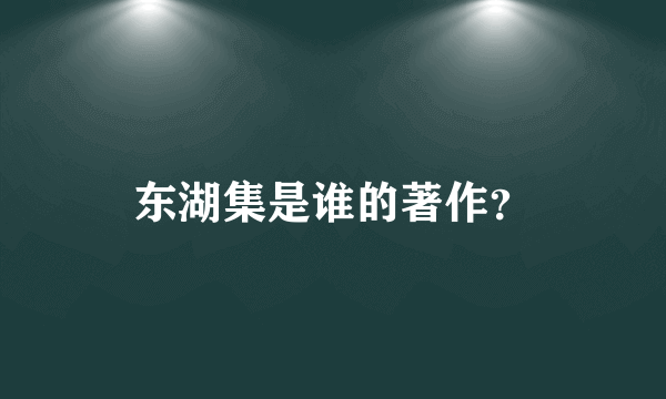 东湖集是谁的著作？