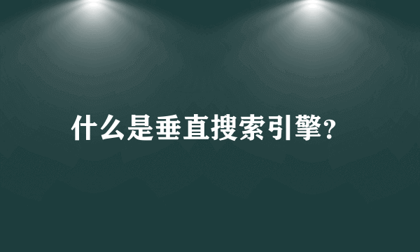 什么是垂直搜索引擎？