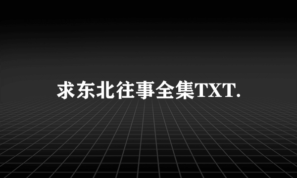 求东北往事全集TXT.