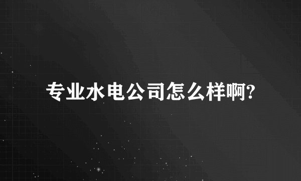 专业水电公司怎么样啊?