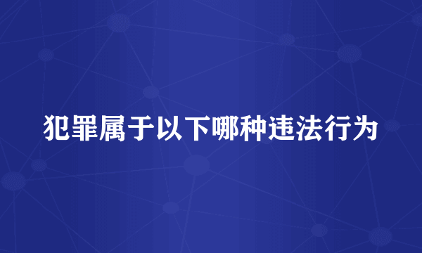 犯罪属于以下哪种违法行为