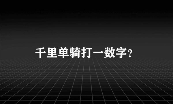 千里单骑打一数字？