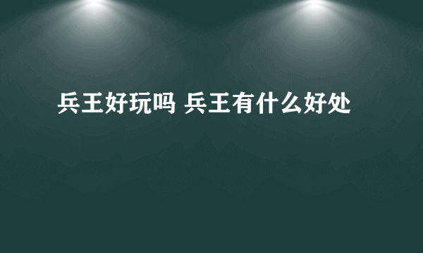 兵王好玩吗 兵王有什么好处