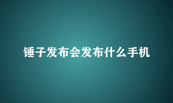 锤子发布会发布什么手机